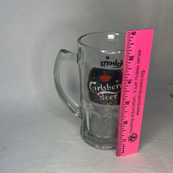Carlsberg Beer Glass Mug 12 Ounce 5 1/3 Inches Tall 3 In Round Bar Beer Cocktail - Picture 6 of 9